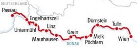 Il Danubio in bici e barca - viaggio breve - mapa